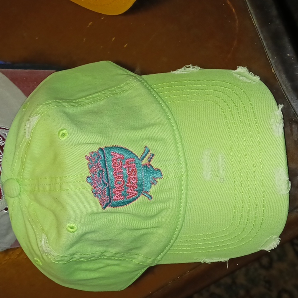 Pink & Green distressed dad hat